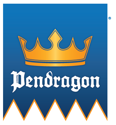 A golden crown over the word Pendragon